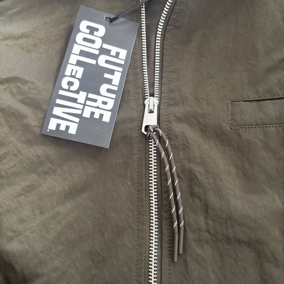 Women's Bomber Jacket - Future Collective Dark Olive Green Elastic SMALL - Picture 4 of 5